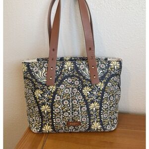 Spartina 449 Daufuskie Island Purse Shoulder Bag Floral Paisley Leather Handles